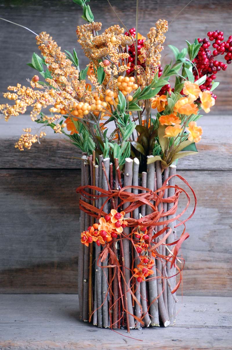 Fall Twig Container Vase