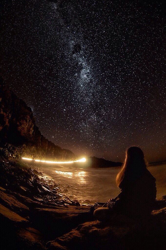 Starry Night - Girl by the Stars starry via Stargazer